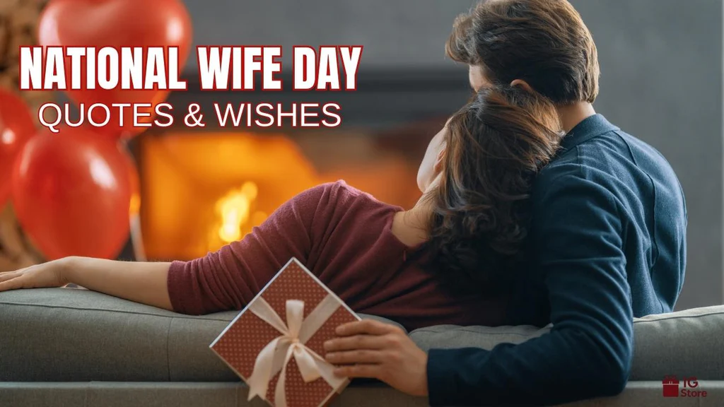 Husband surprising wife with flowers and dinner on National Wife Day celebration